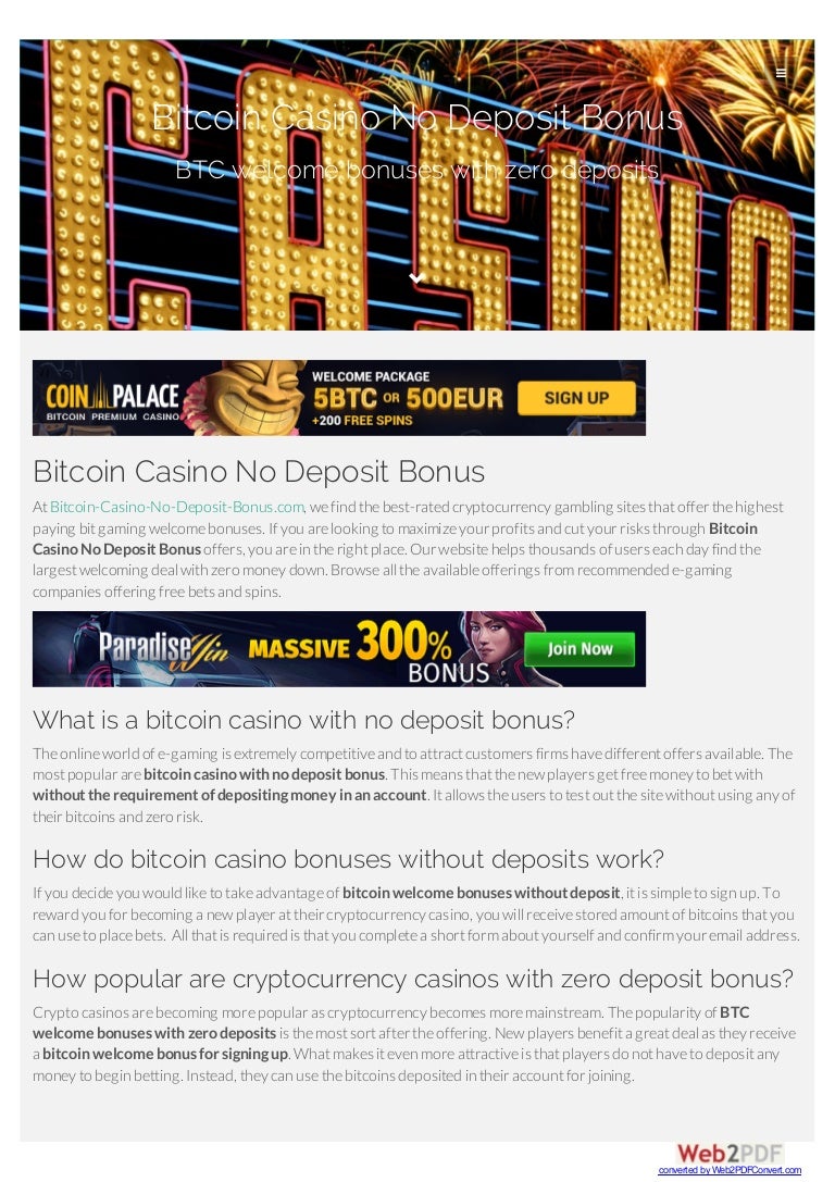 Casino bitcoin deposit vinn en Undgemeinsamen